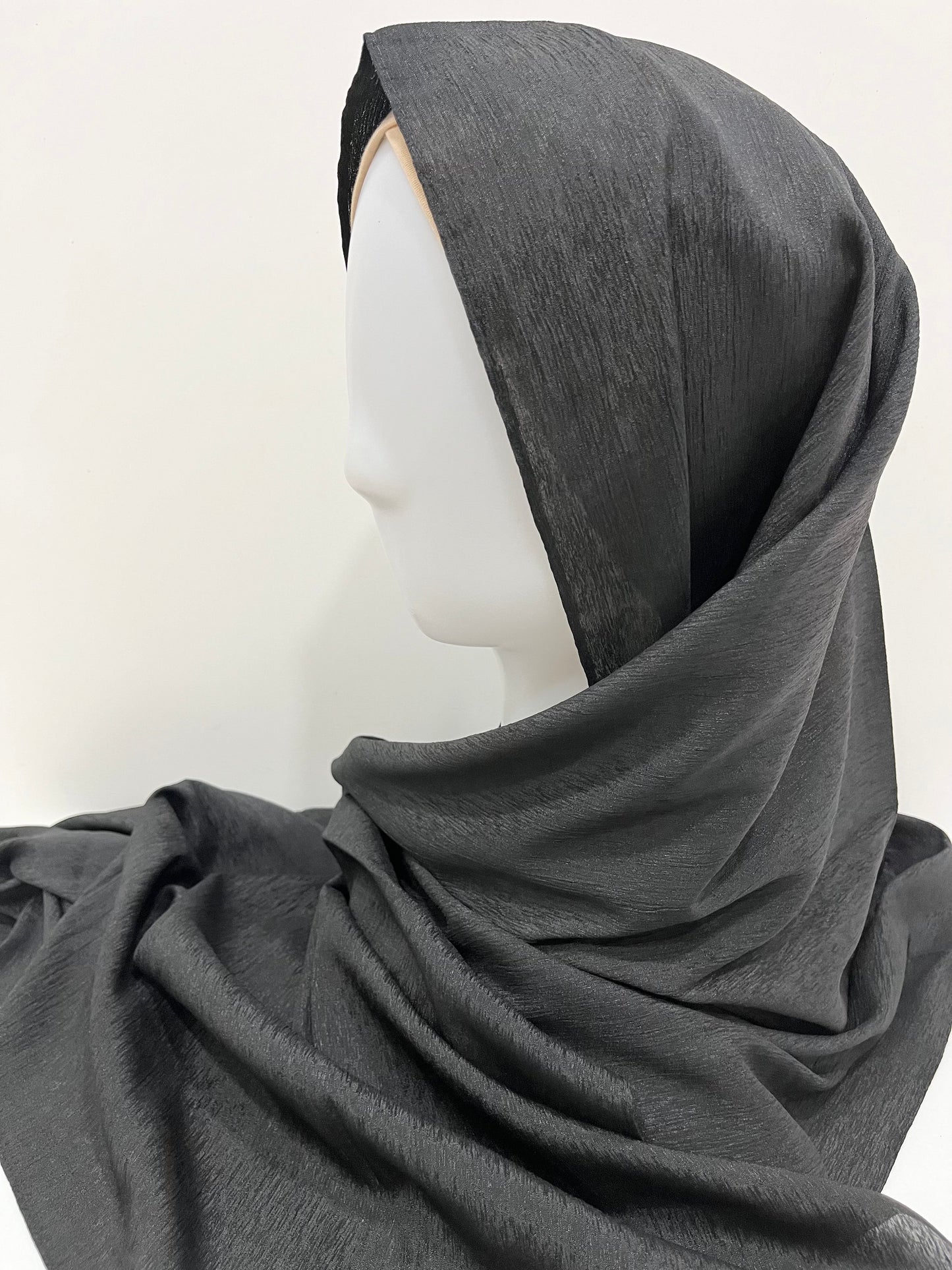 Black Silver Chiffon Hijab