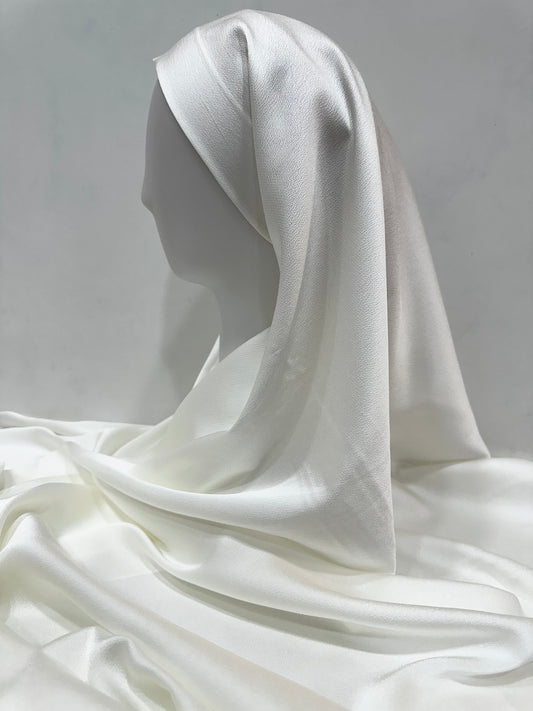 Cream Bubble Satin Hijab