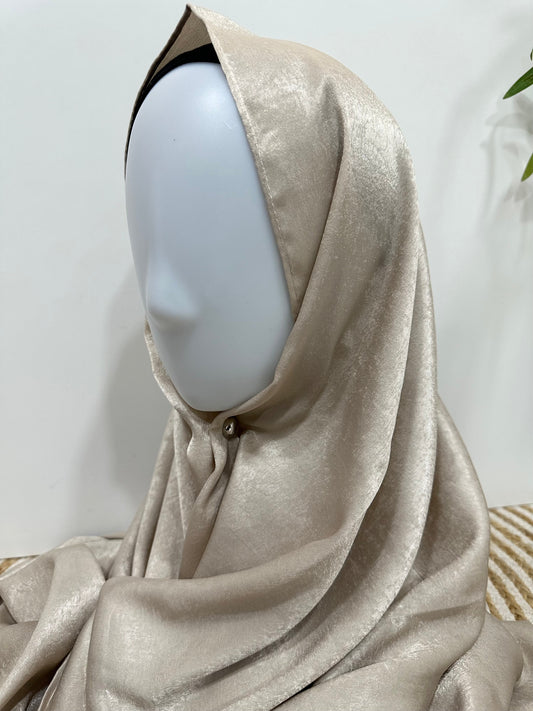 Ivory Velvet Satin Hijab