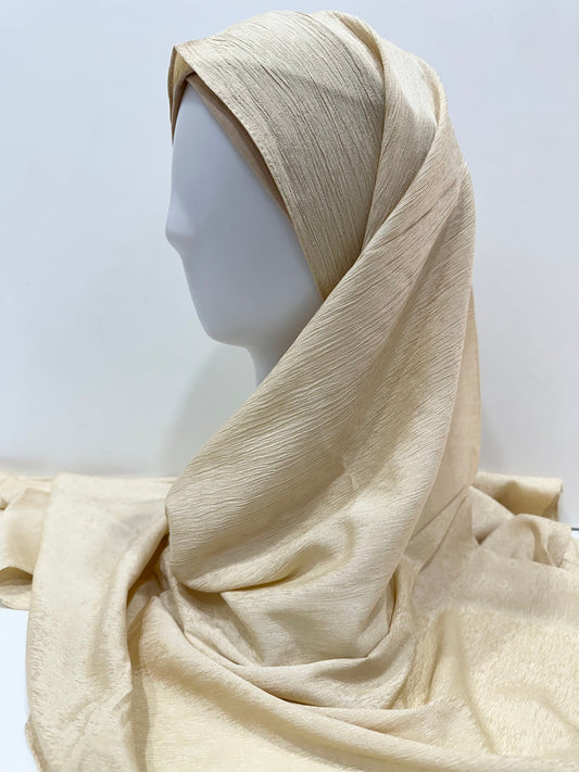 Light Gold Silver Chiffon Hijab