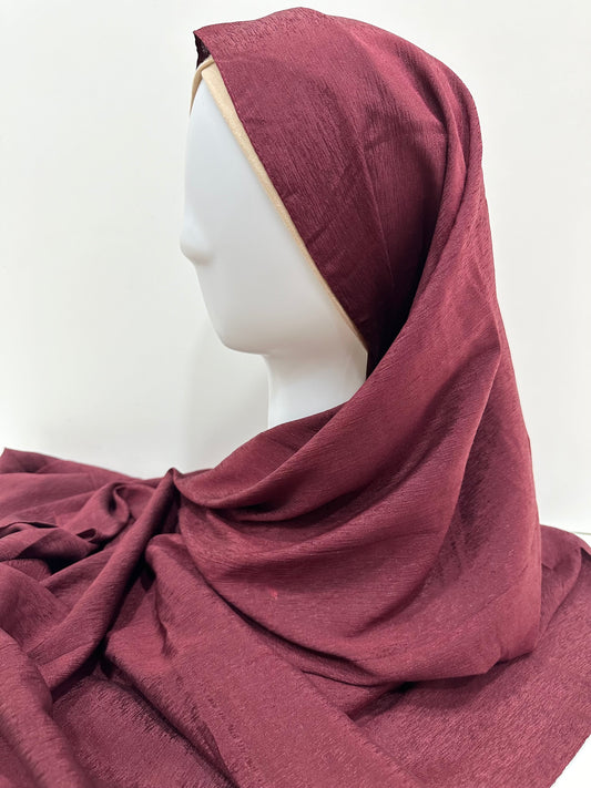 Maroon Silver Chiffon Hijab