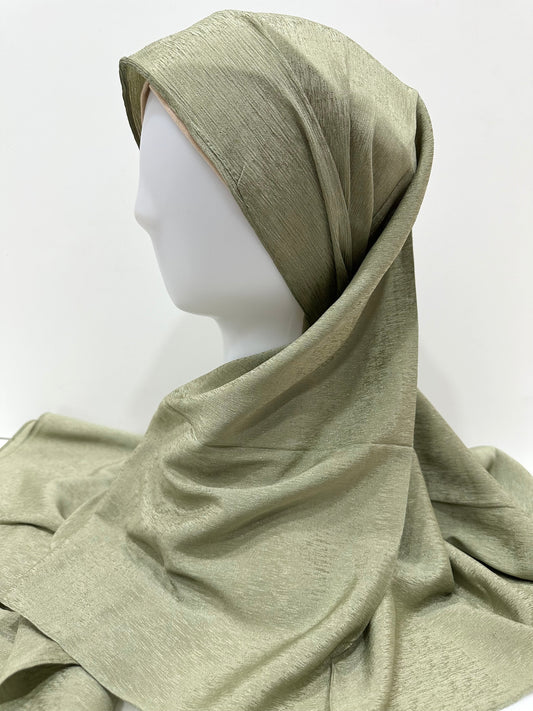 Mint Green Silver Chiffon Hijab