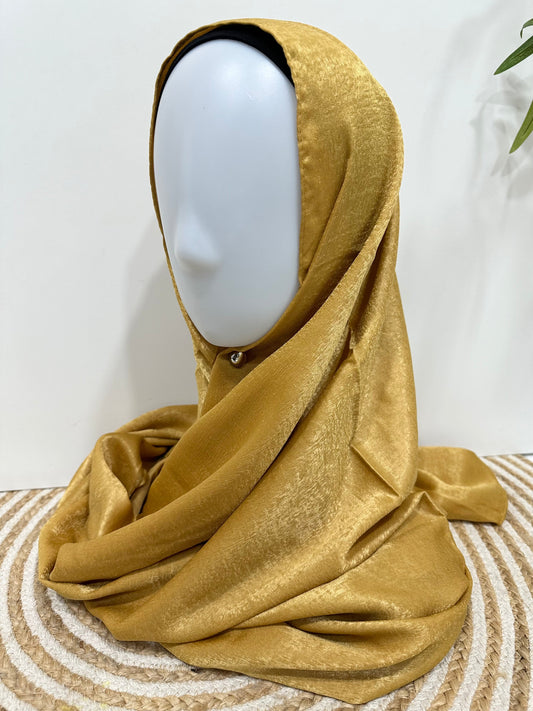 Mustard Gold Velvet Satin Hijab