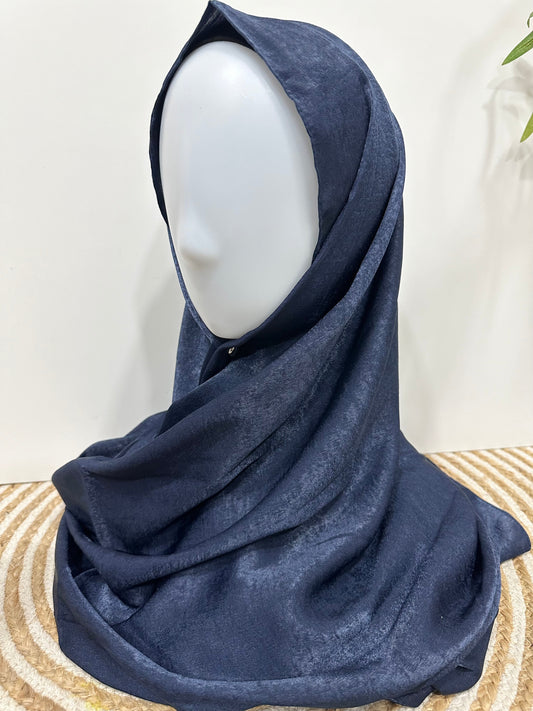 Navy Velvet Satin Hijab