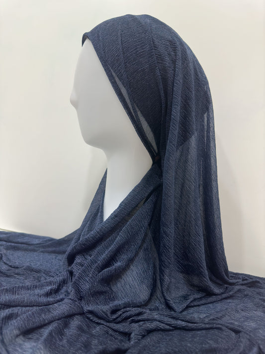 Navy Shimmer Jersey Hijab