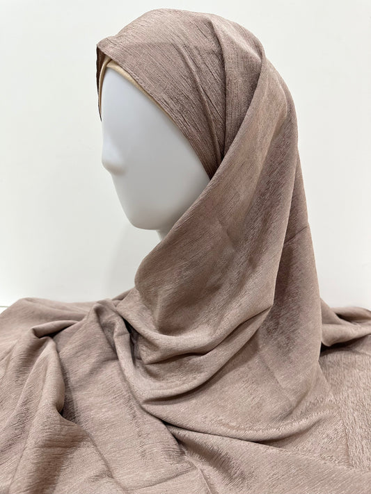 Nude Silver Chiffon Hijab