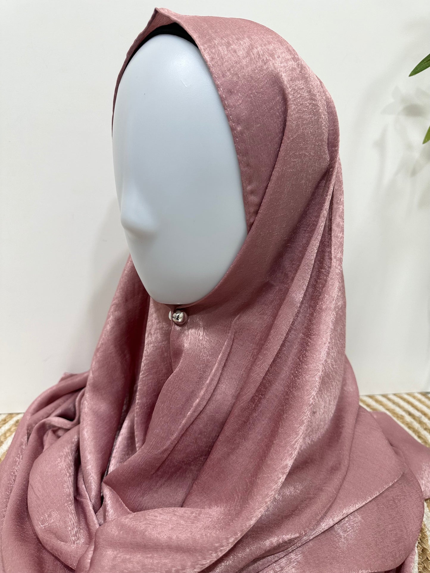 Onion Pink Velvet Satin Hijab