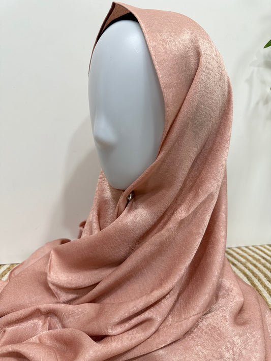 Peach Velvet Satin Hijab