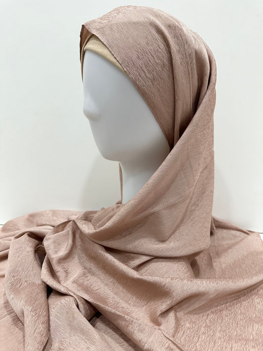 Peach Silver Chiffon Hijab