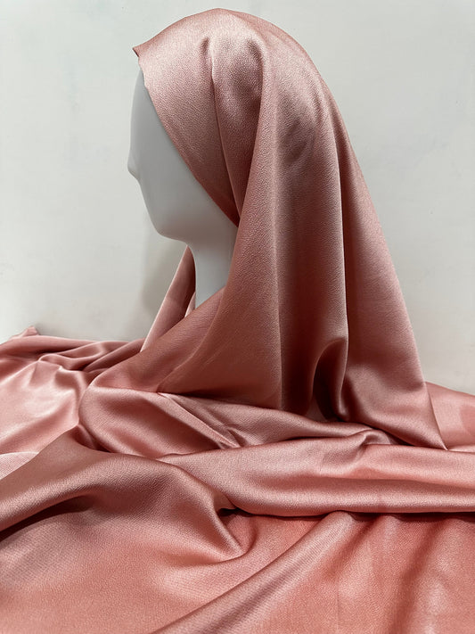 Peachy Pink Bubble Satin Hijab