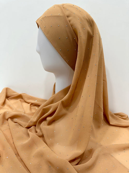 Peanut Rhinestone Georgette Hijab