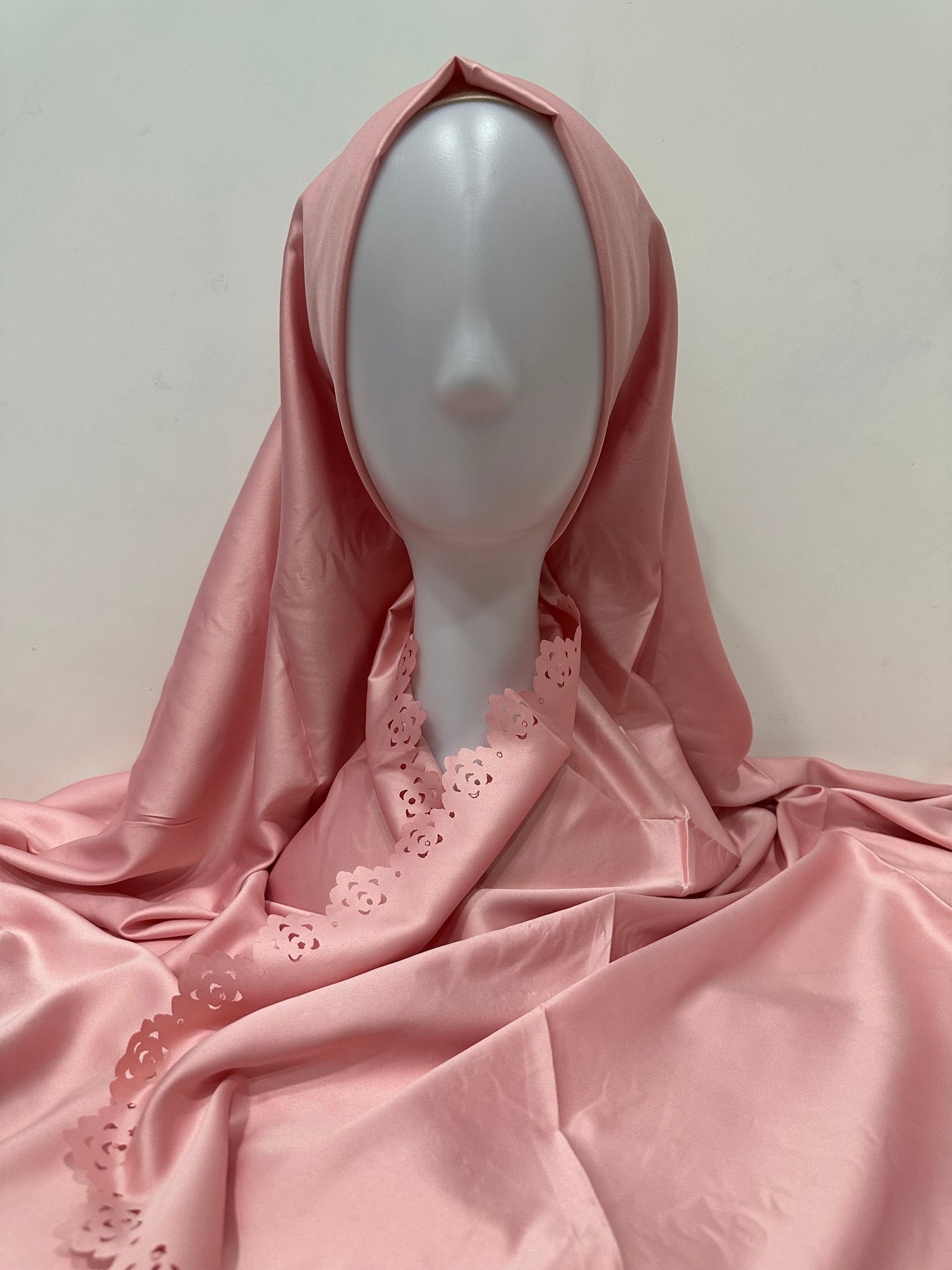 Pink Lazer Cut Satin Hijab