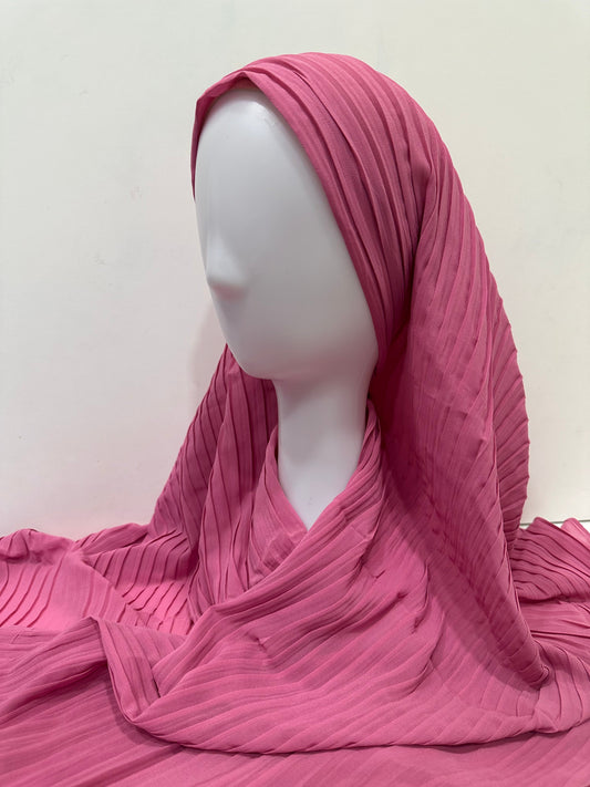 Pink Ribbed Georgette Hijab