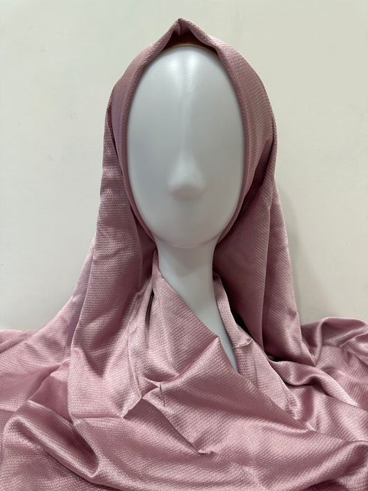 Pink Textured Satin Hijab