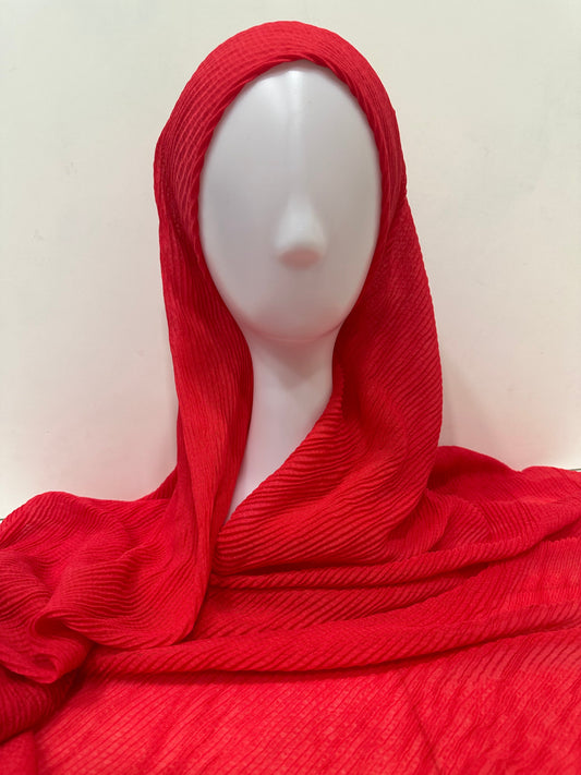 Red Ribbed Cotton Hijab