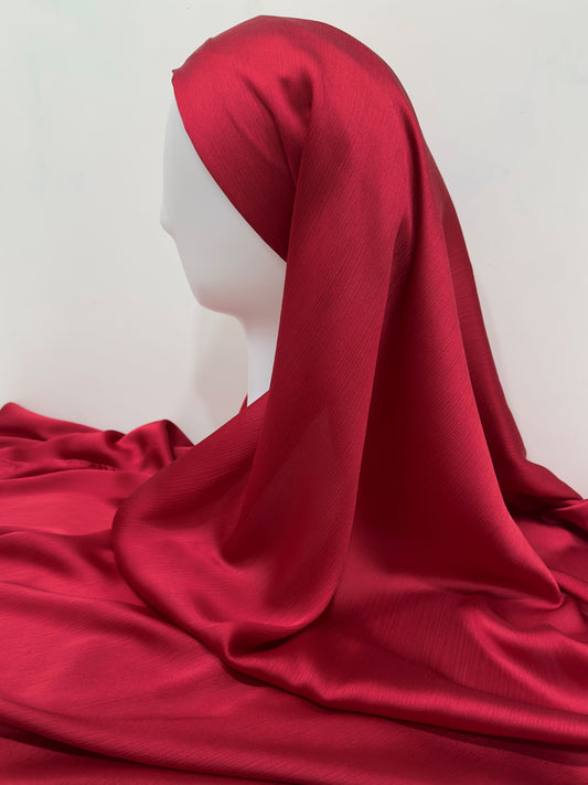 Ruby Red Muna Satin Hijab