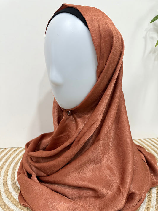 Rust Velvet Satin Hijab