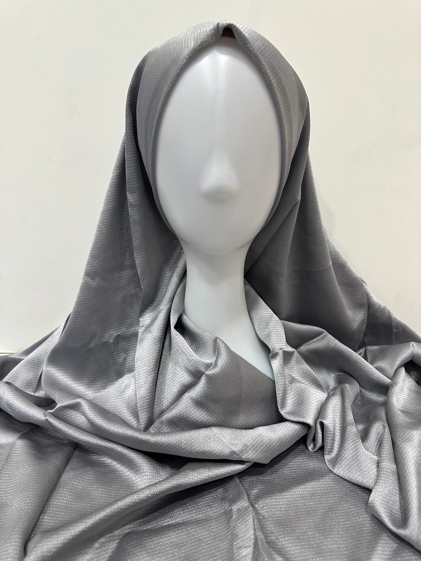 Steel Grey Textured Satin Hijab