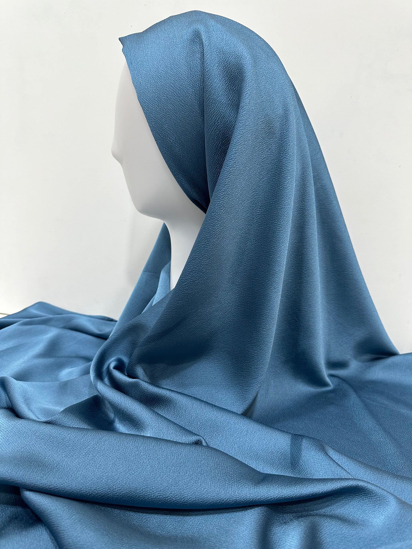 Teal Blue Bubble Satin Hijab