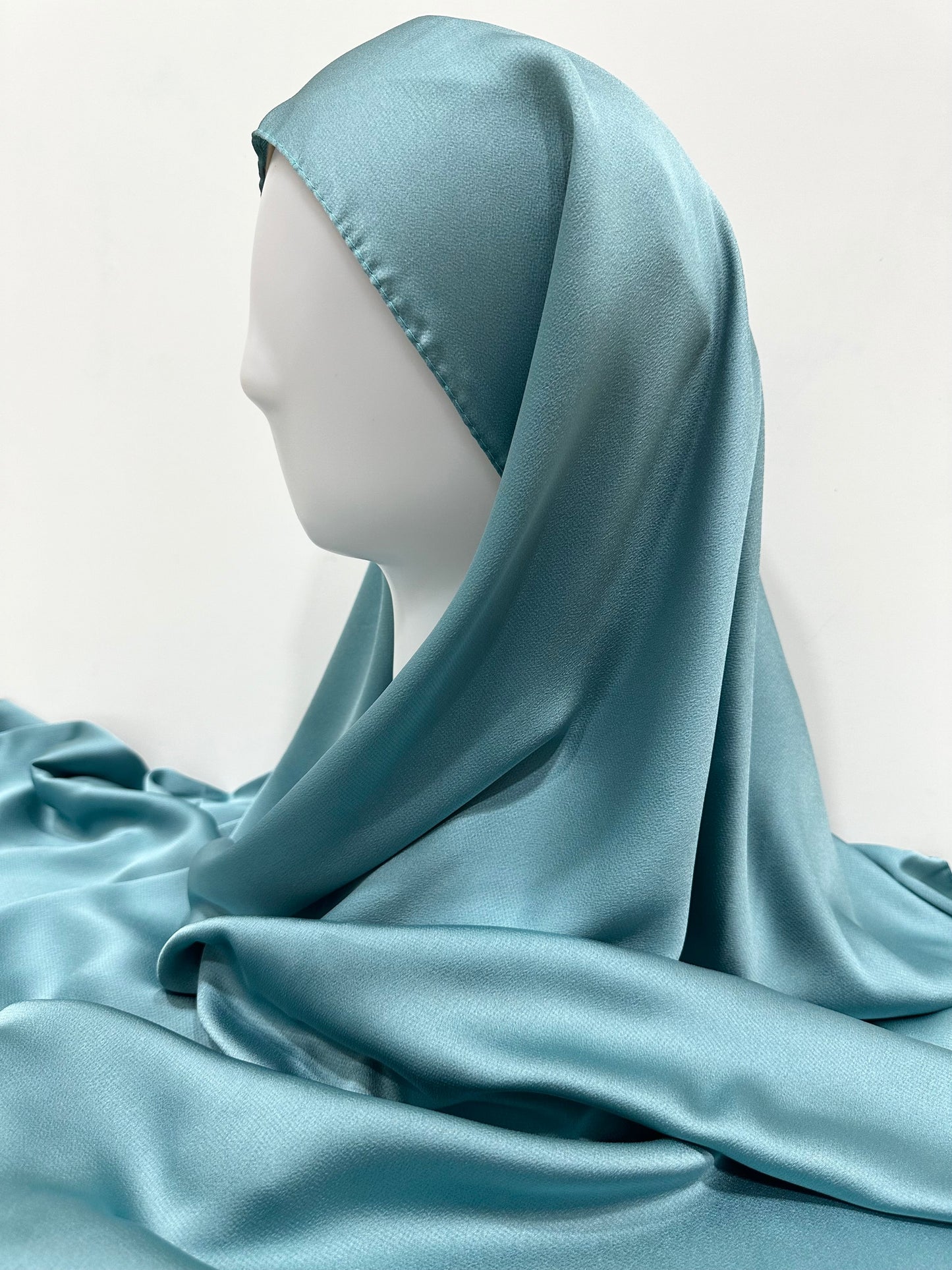 Turquoise Blue Bubble Satin Hijab