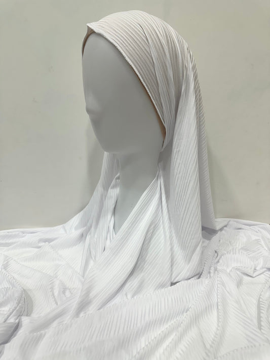 White Ribbed Jersey Hijab