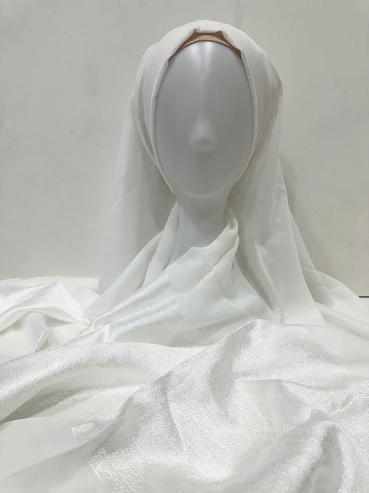 White Turkish Textured Hijab