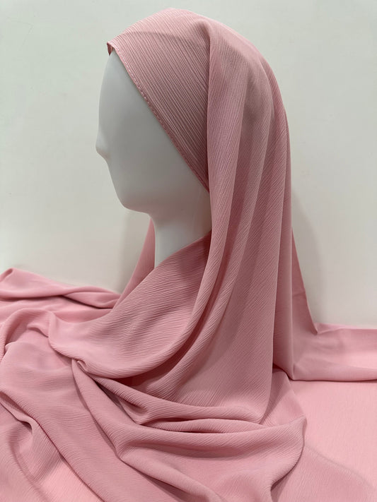 Baby Pink Crinkled Chiffon Hijab