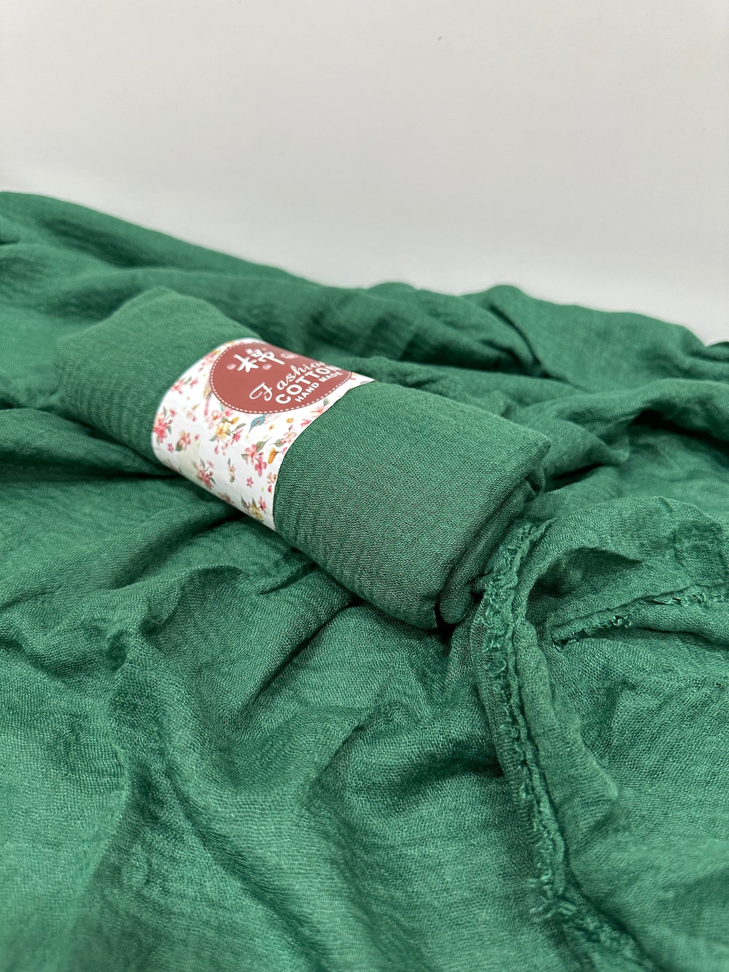 Bottle Green Crinkled Cotton Hijab