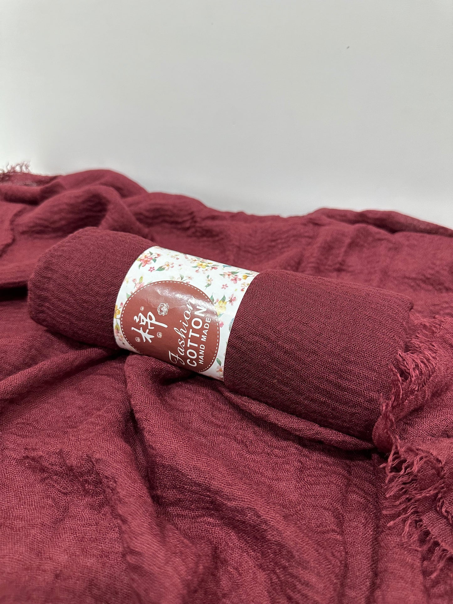 Burgundy Crinkled Cotton Hijab