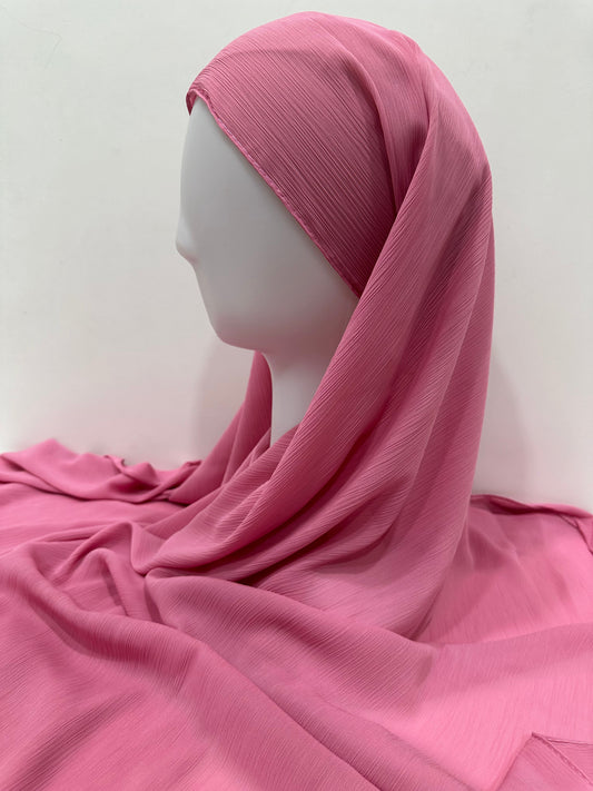 Candy Pink Crinkled Chiffon Hijab