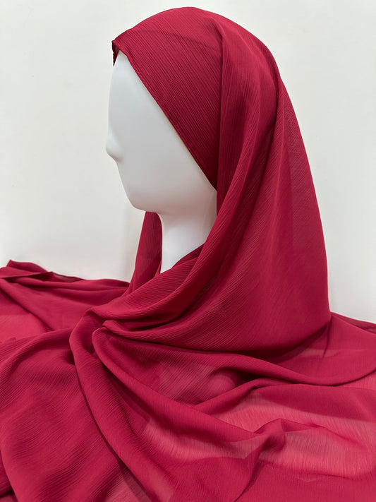 Cherry Red Crinkled Chiffon Hijab