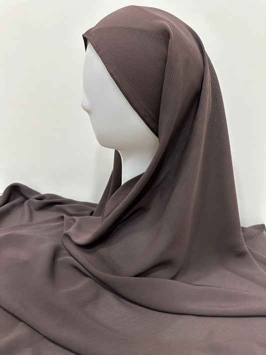 Coco Brown Crinkled Chiffon Hijab