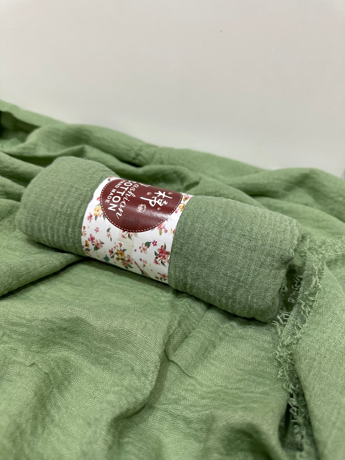 Fern Green Crinkled Cotton Hijab