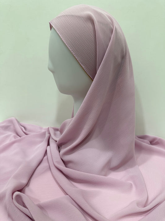 Lace Pink Crinkled Chiffon Hijab