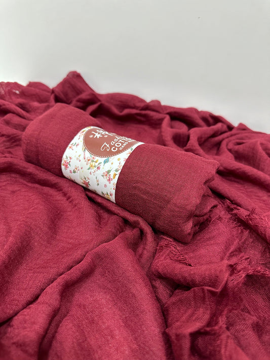 Maroon Crinkled Cotton Hijab