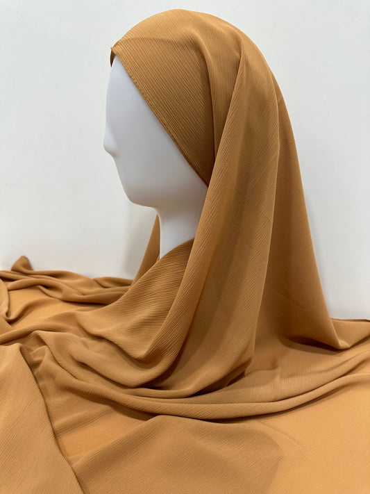 Mustard Crinkled Chiffon Hijab