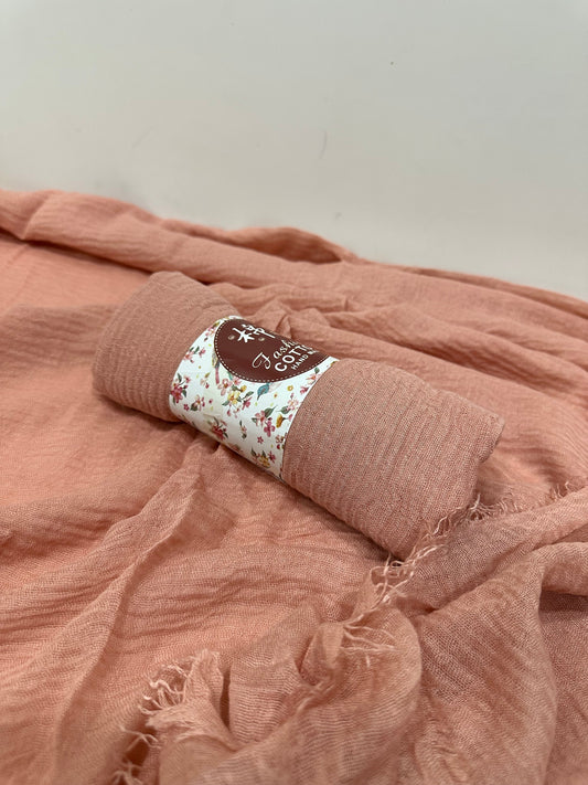 Nude Peach Crinkled Cotton Hijab