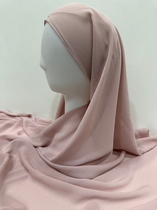 Nude Pink Crinkled Chiffon Hijab