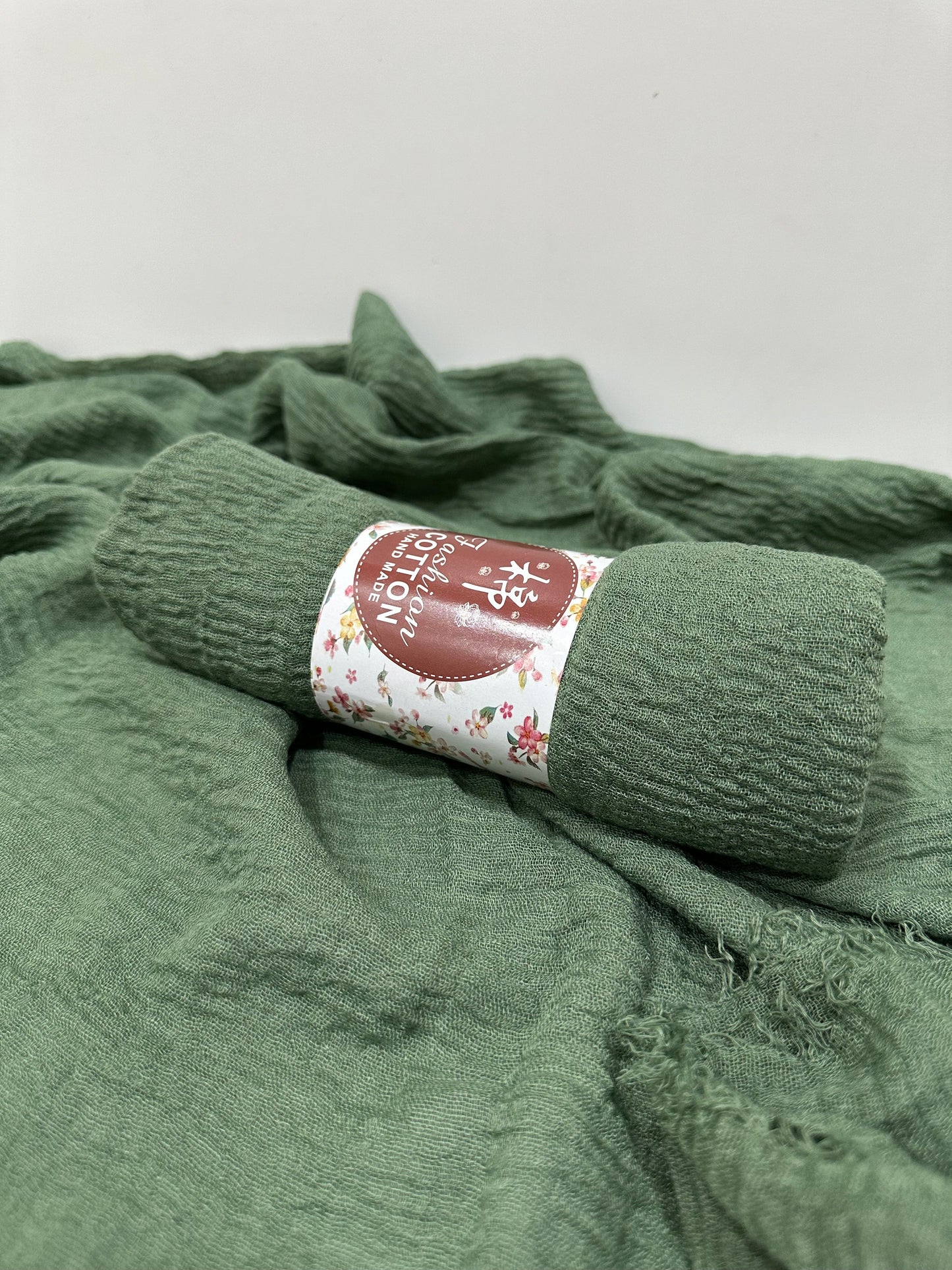 Olive Crinkled Cotton Hijab