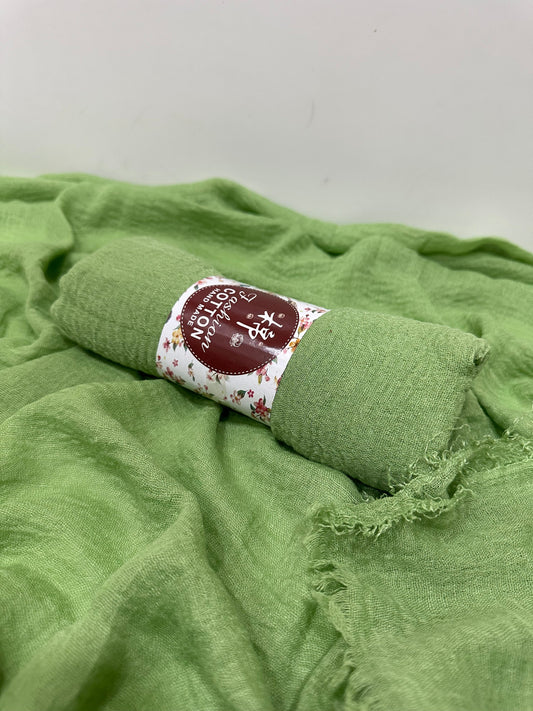 Parrot Green Crinkled Cotton Hijab