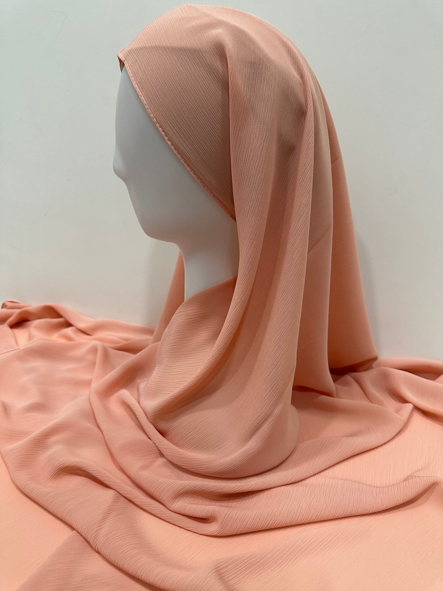 Peach Crinkled Chiffon Hijab