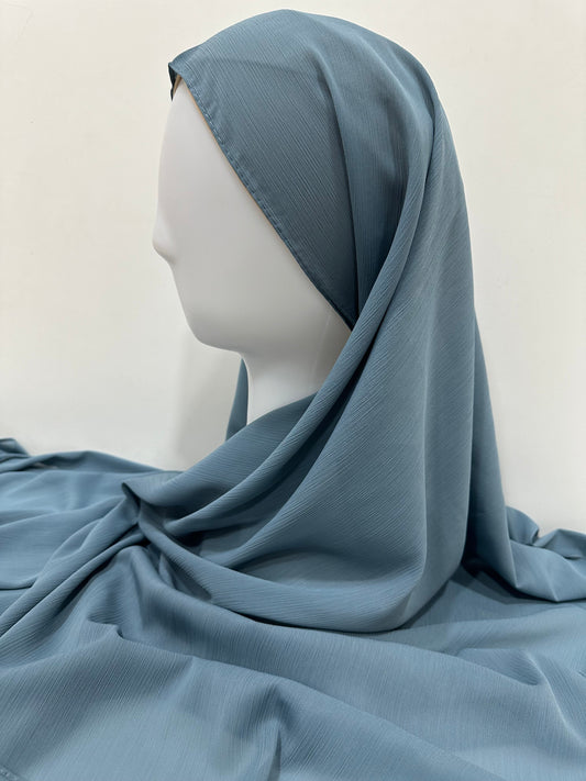 Powder Blue Crinkled Chiffon Hijab