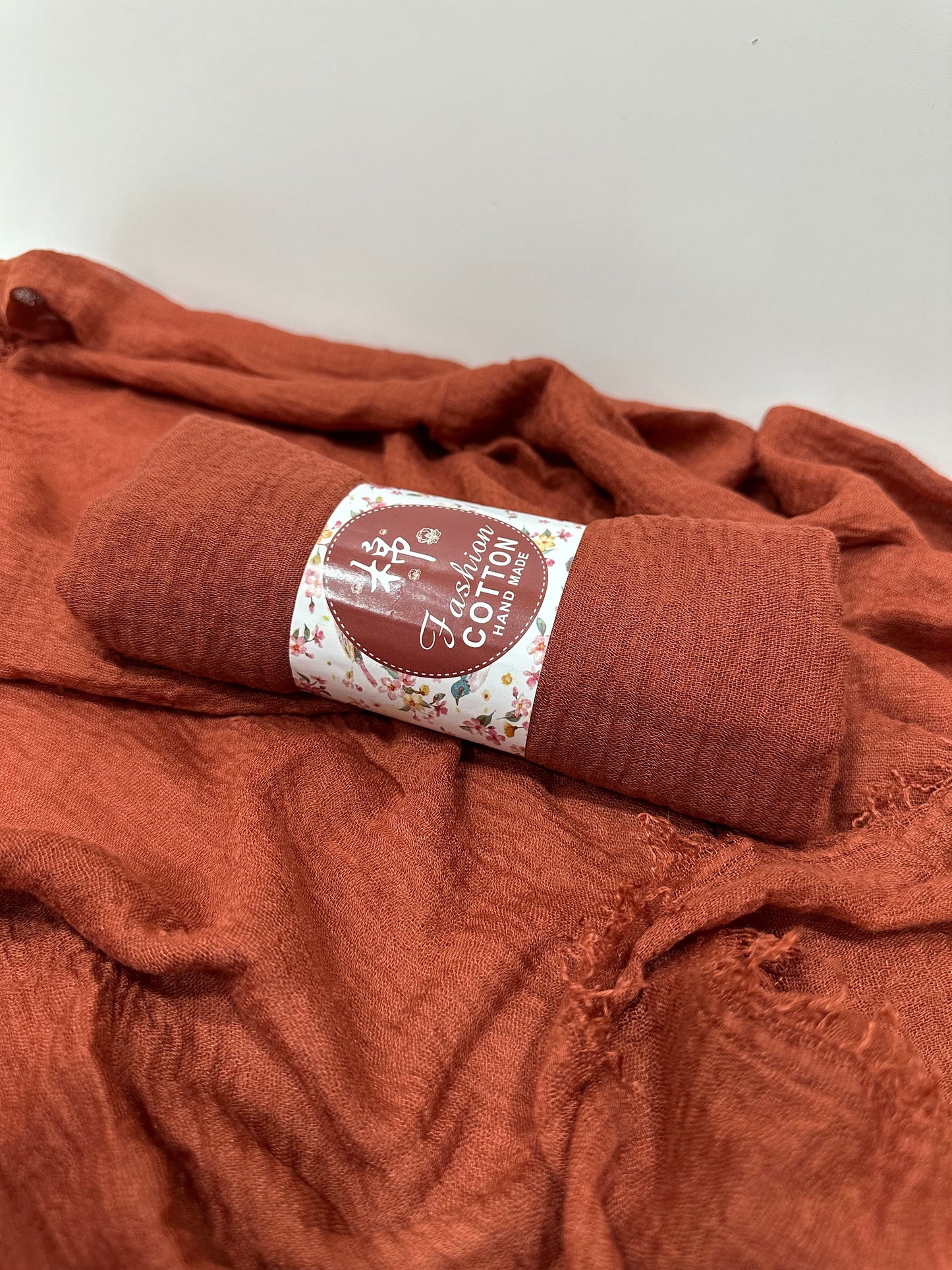 Rust Crinkled Cotton Hijab