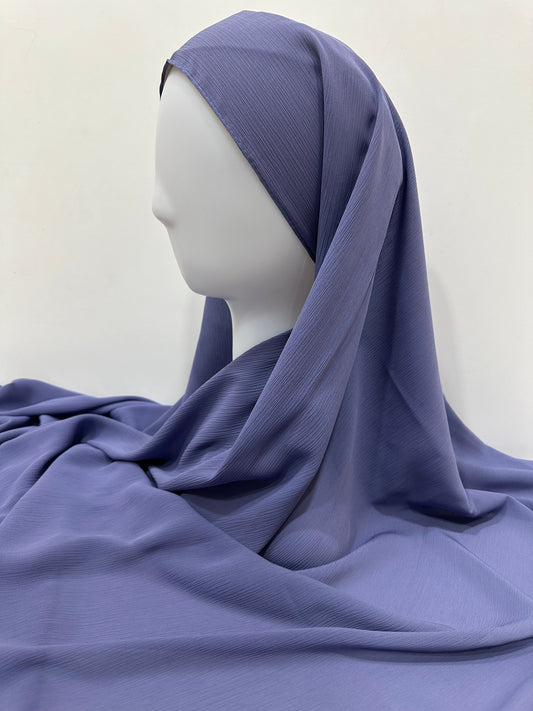 Slate Blue Crinkled Chiffon Hijab